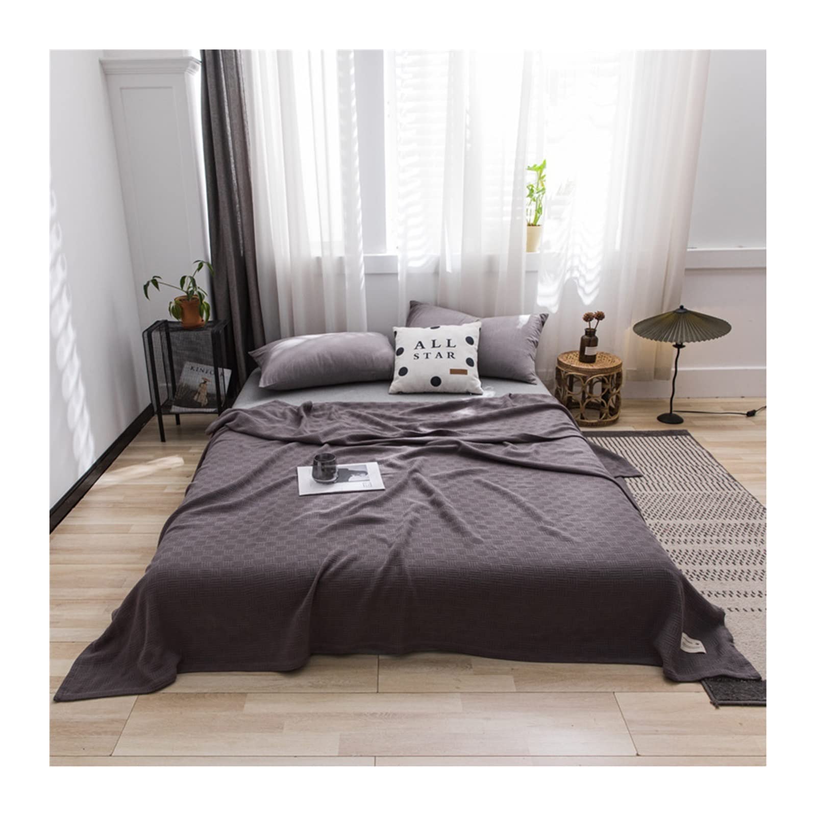DUBTEDHOU Summer Blanket Lightweight Cotton Cooling Blanket Multicolor Multiple Sizes All Seasons(Coffee,100x150cm(39x59inch))