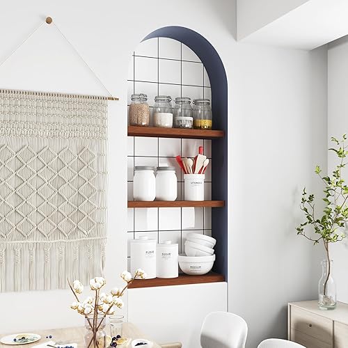 Miniatura 2 de WELLAND Allen - Estantes flotantes de 8 pulgadas de profundidad, juego de 2 estantes de pared de madera recuperada, estantes de pared de pino