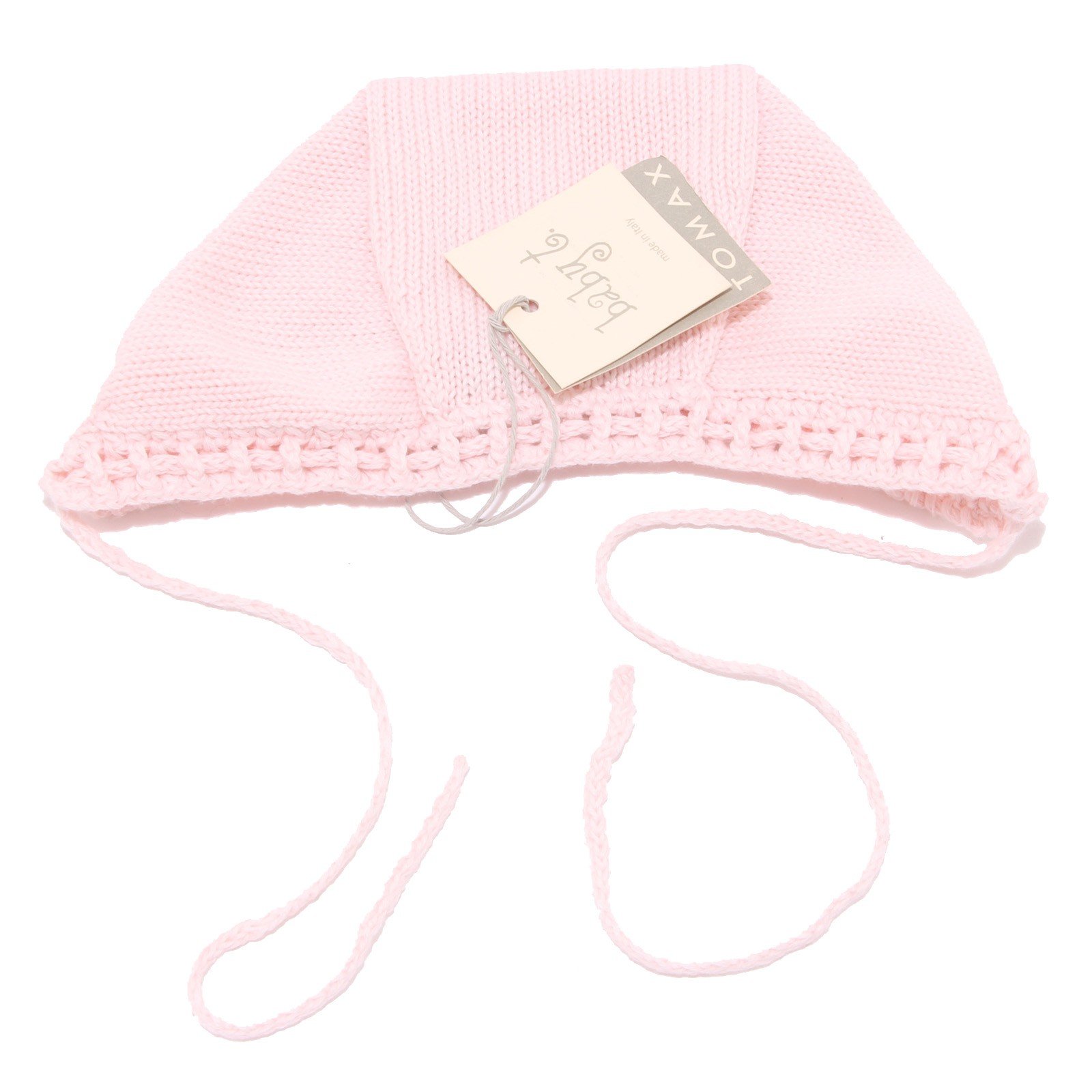 BABY T. 4431U cuffia bimba neonato lana pink wool newborn hat kid girl