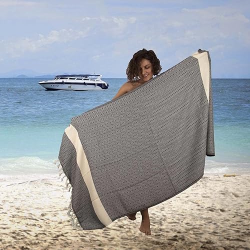 Miniatura 6 de Clotho Paquete de 4 toallas turcas de baño, 100% algodón, 38 x 64 pulgadas, juego de 4 toallas turcas de gran tamaño, toallas turcas de secado rápido