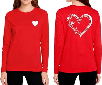 SODSHY Womens Valentines Shirts Cute Heart Graphic T-Shirt Casual Crewneck Long Sleeve Tops