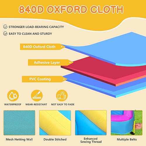 Miniatura 5 de Ktaxon Casa inflable de rebote con soplador de aire de 350 W, castillo para niños saltando al aire libre para patio trasero, parque, jardín