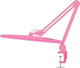 Neatfi XL 2,200 Lumens LED Desk Lamp, 23 Inches 24W, Adjustable Arm, Dimmable, Eye Caring, Nail Light for Home, Office, Study Lamp (Non-CCT with Clamp, Pink)