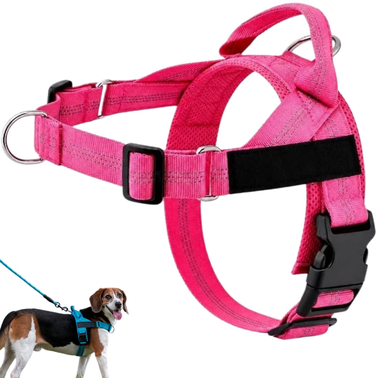 ParoPet No Pull Dog Harness, Adjustable Soft Breathable Mesh Dog Vest Harness with Sturdy Alloy Attachment Ring, Ideal for Dog Walking, Daily Strolls & Outdoor Trips (Pink,M)