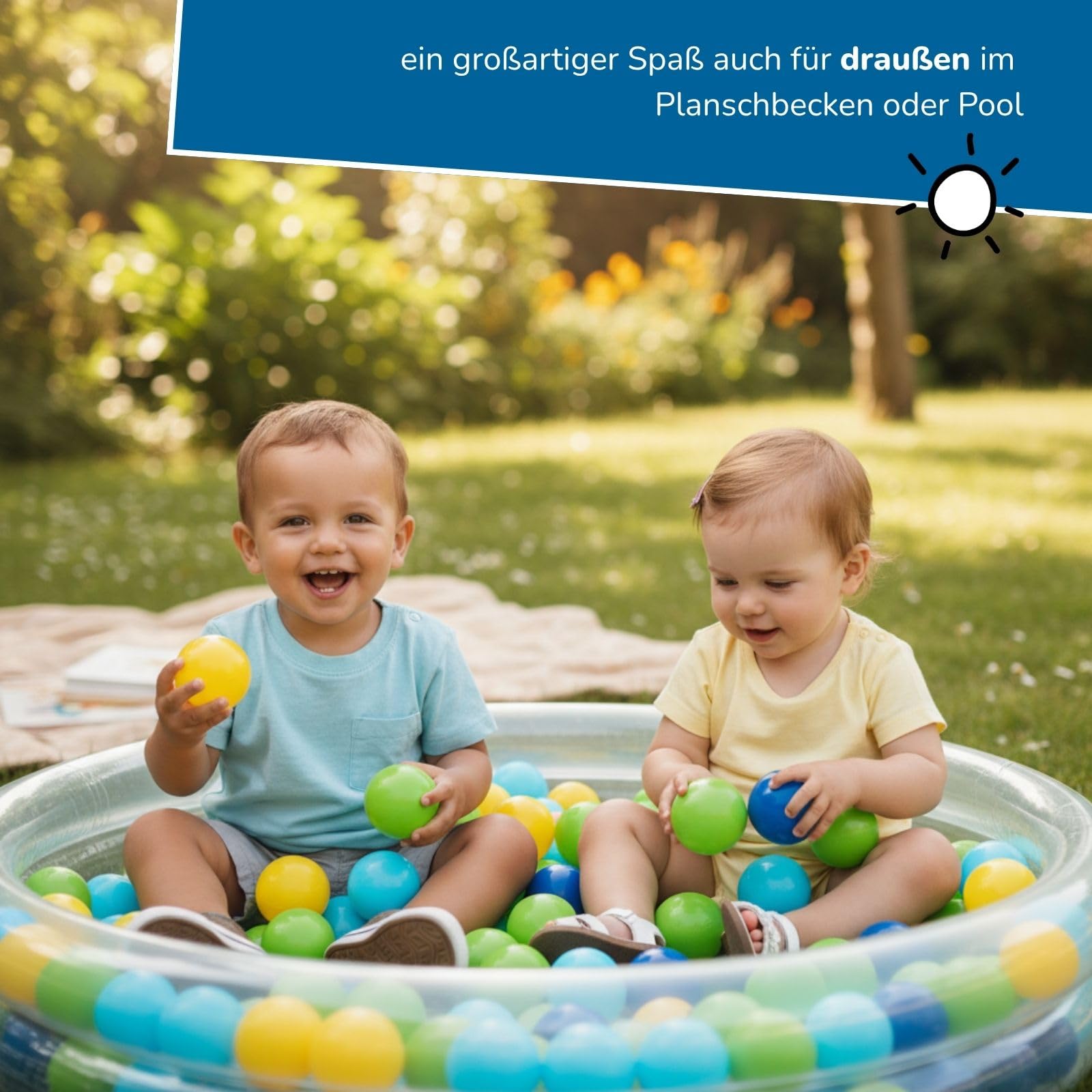 alldoro 60382 100 palline per piscina di palline in plastica, ognuna di 6 cm di diametro, colorate, per bambini, inclusa borsa di trasporto in rete