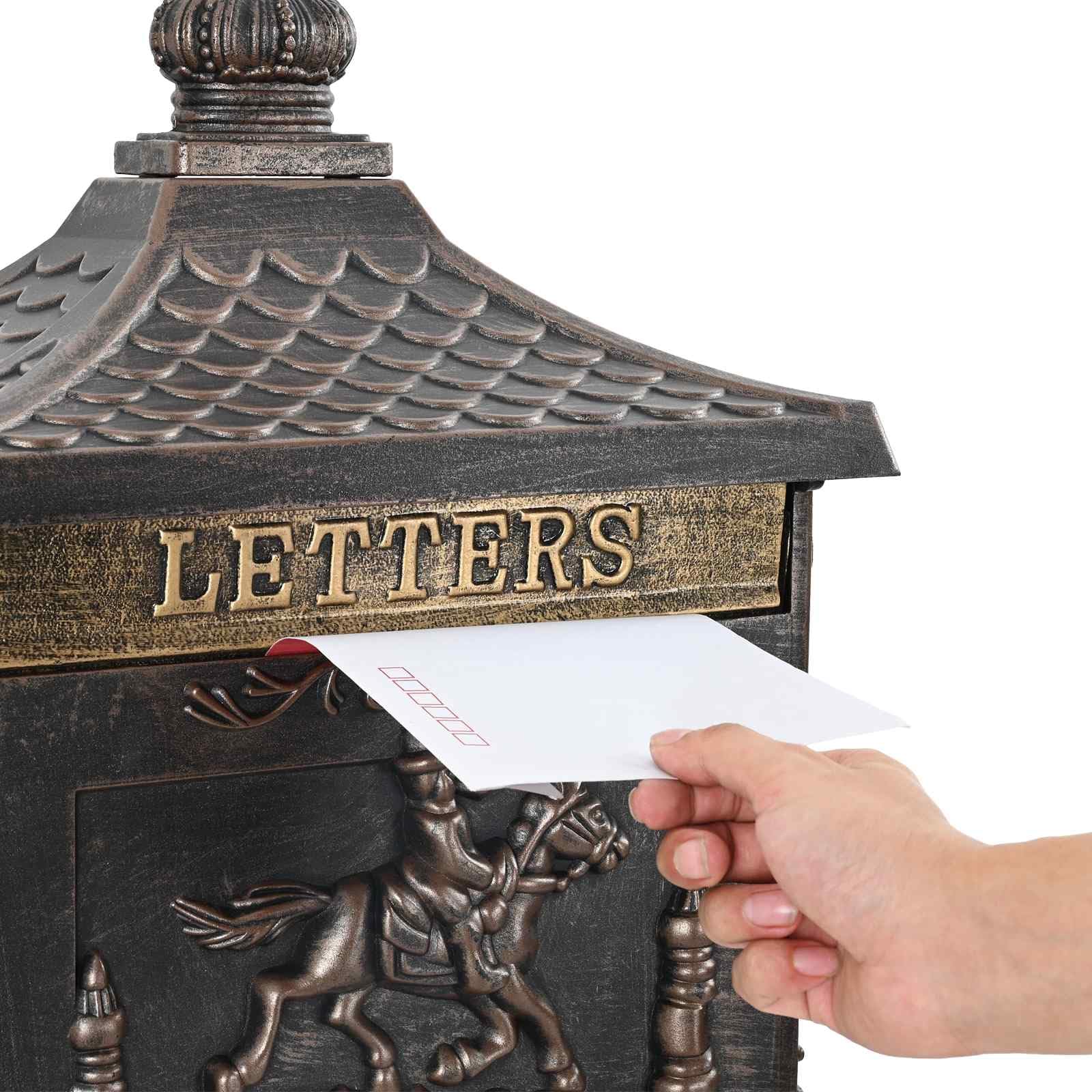 vidaXL Boîte aux Lettres Debout avec Porte Bronze 42,5 x 29,5 x 117 cm