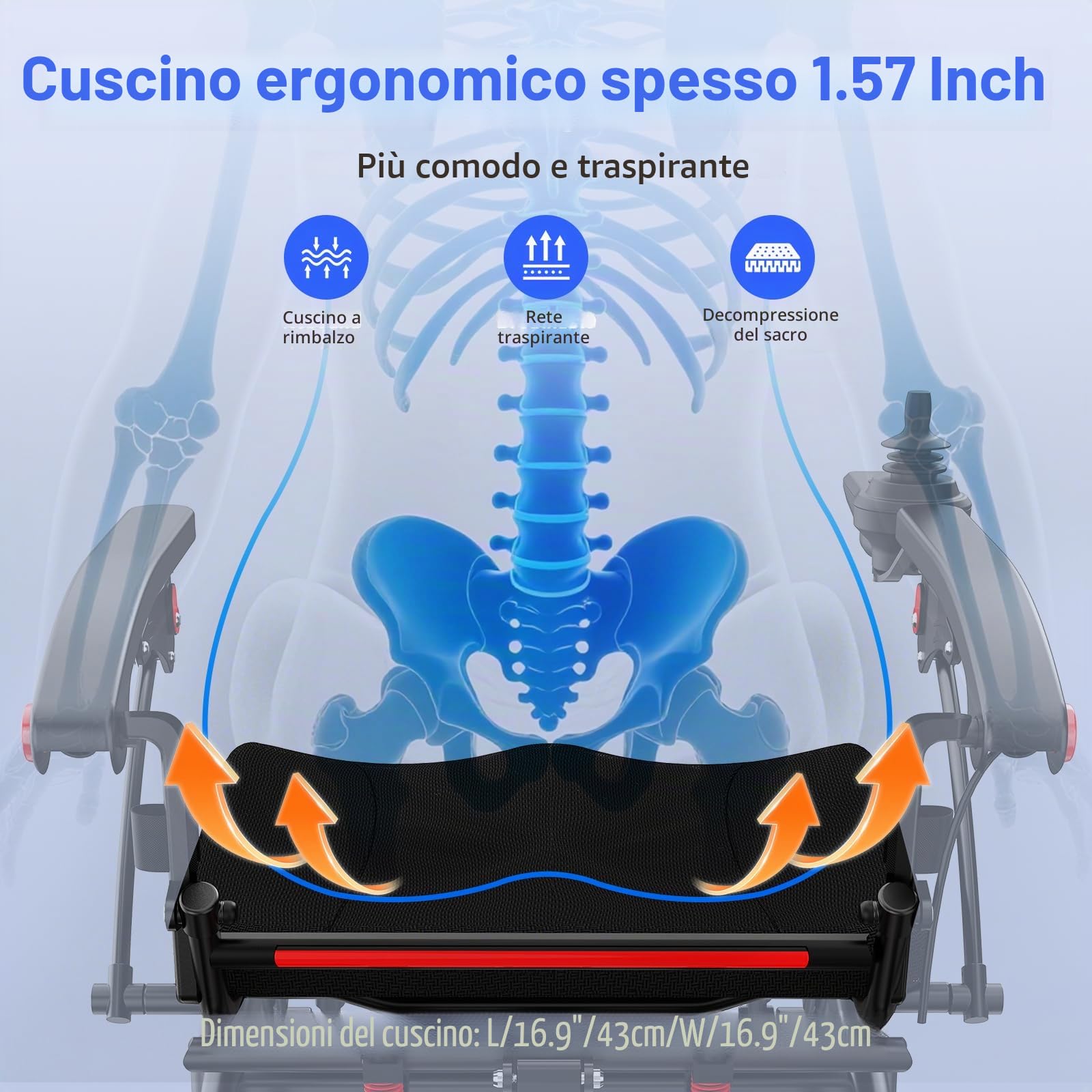 Sedia a Rotelle Elettrica Pieghevole Leggera 19 kg: Sedia a Rotelle Elettrica con Telecomando e Pulsante di Assistenza alla Spinta Posteriore per Anziani fino a 150 kg