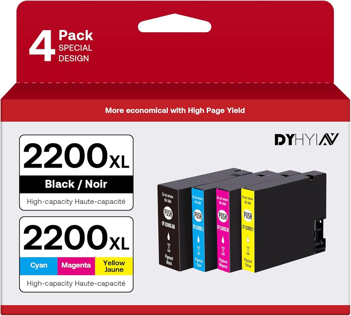 Osir 2200XL Ink Cartridges Compatible for Canon Maxify PGI 2200 XL PGI-2200XL to Used for MB5420 MB5320 iB4020 MB5020 Printer (1Bk 1C 1M 1Y 4-Pack)