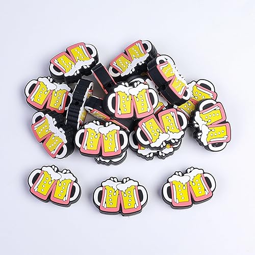 Miniatura 4 de Gliquran 5 cuentas focales de silicona para vino, cuentas espaciadoras de alcohol para bolígrafos, joyería de cerveza DIY, llavero, fabricación de