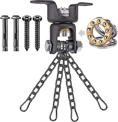 BeneLabel Heavy Bag Ceiling Mount with Spring & Chains 360 Rotation Punching Bag Ceiling Hanger with Bearings Boxing Bags Holder Hardware with 2