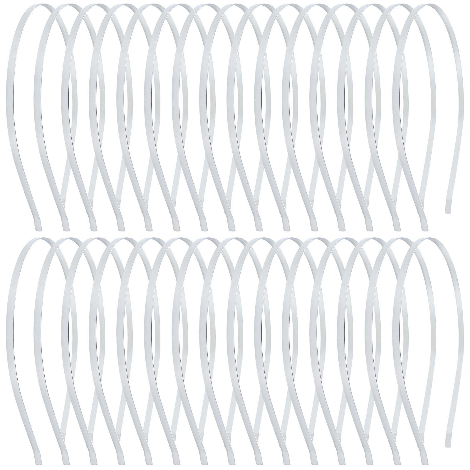 Dizila 30 Pack 0.5cm/0.2" Smooth Plain Blank DIY Craft Silver Thin Metal Headbands Frame Base Wire Hair Bands Accessories for Women Men Girls Teens