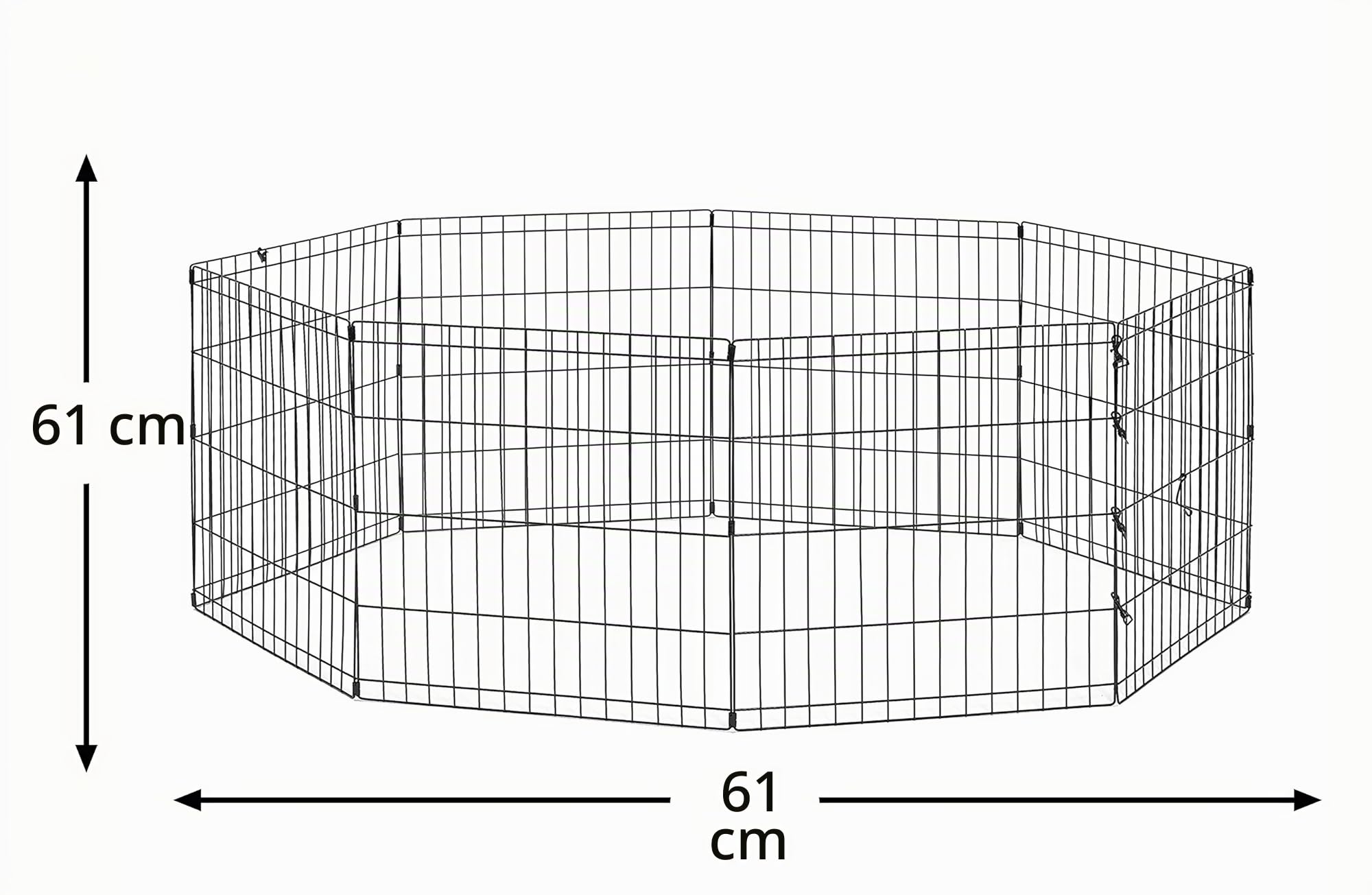 New World Recinto pieghevole in metallo per cani e animali domestici, senza porta, include picchetti di messa a terra e fornisce 1,5 metri di spazio di gioco, alto 61 cm, rivestimento nero