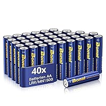BONAI Longlife Batterie AA, (Pack of 40) Pile AA Stilo Alcaline 1,5V ad Alta Capacità Batteria LR6 Lunga Durata di 10 Anni MN1500, Imballaggio Ecologico, per Giocattoli, Dispositivi di Domotica