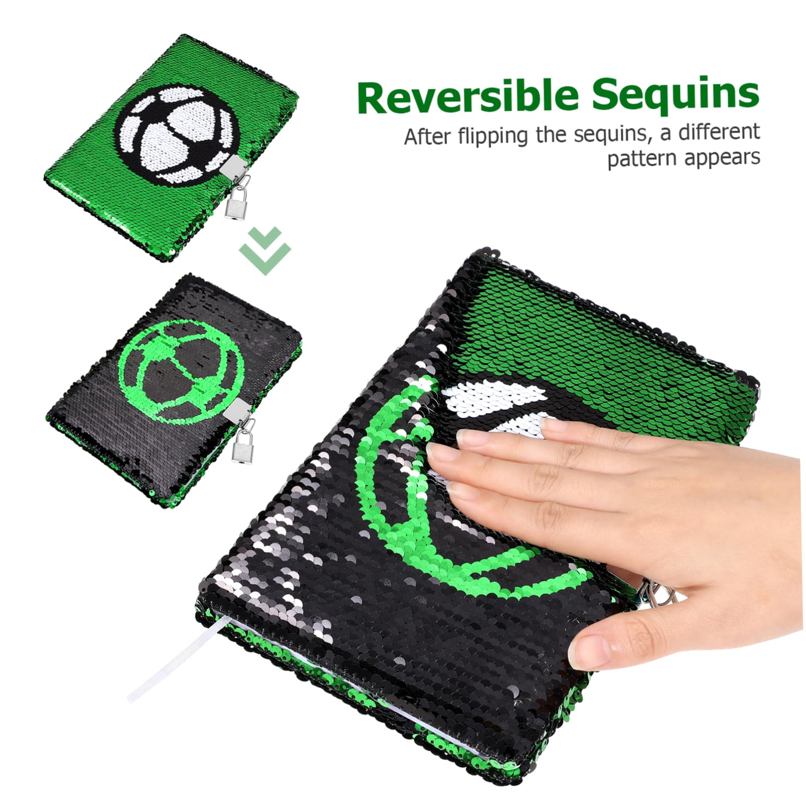 STOBOK Football Journal Notebook for Boys Sequins Notebook With Lock Lining Football Kit The Office Stationary Diary - Image 3