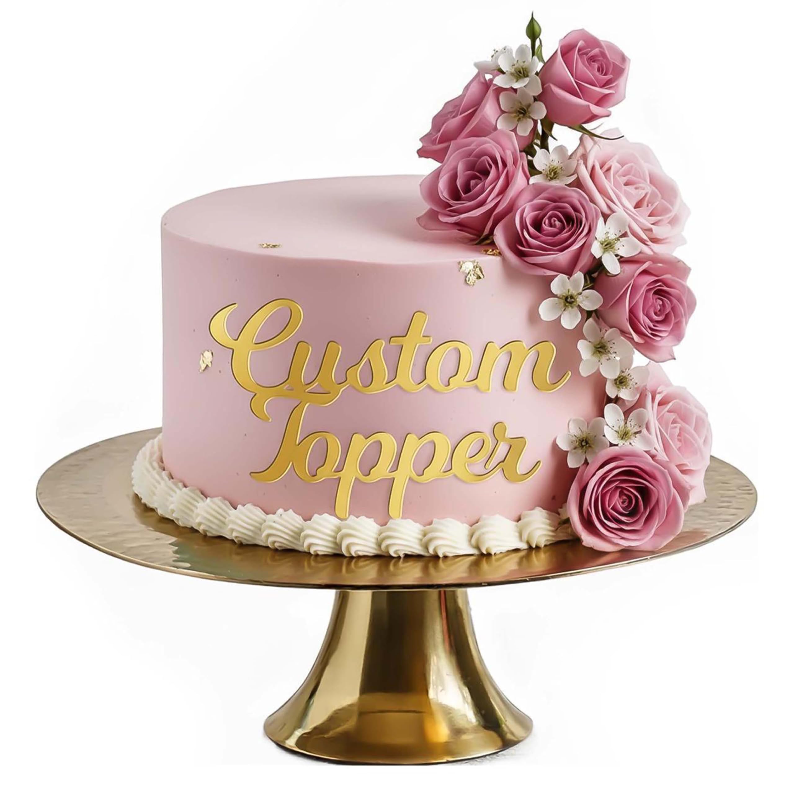 Personalized Acrylic Cake Topper, Large 3mm Custom Acrylic Letters Cake Decoration, Happy Birthday Sign Wedding Decoration Table Centre Piece Party (GOLD) — image 1