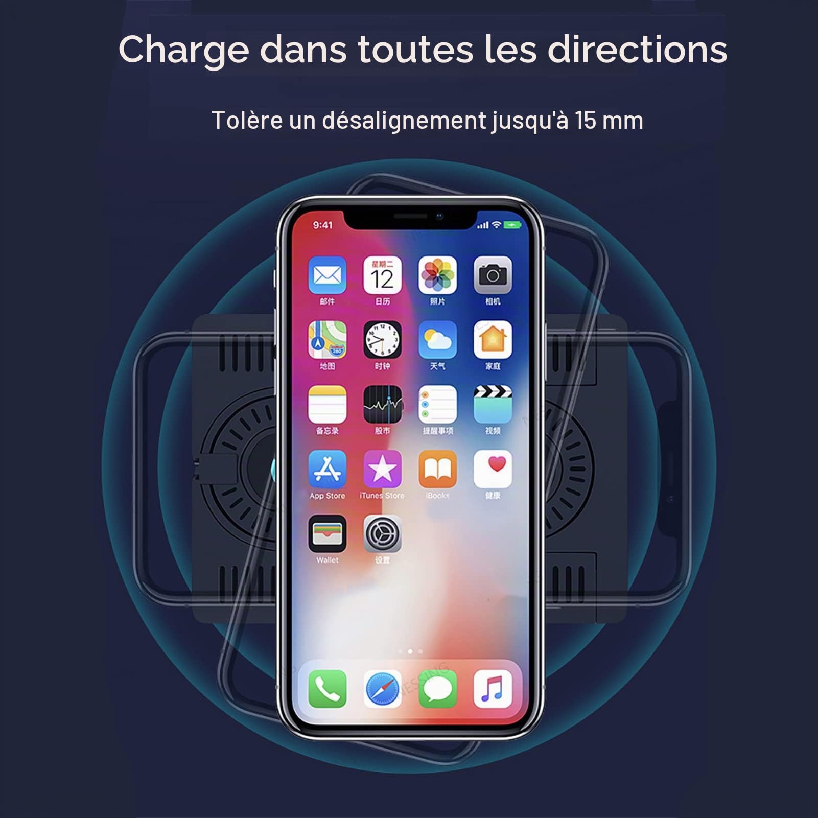 Chargeur sans Recharge sans Fil Rapide Longue Distance 50 Mm éTanche pour Phone Chargeur sans Fil Invisible Meubles Bureau Cache Chargeur Table