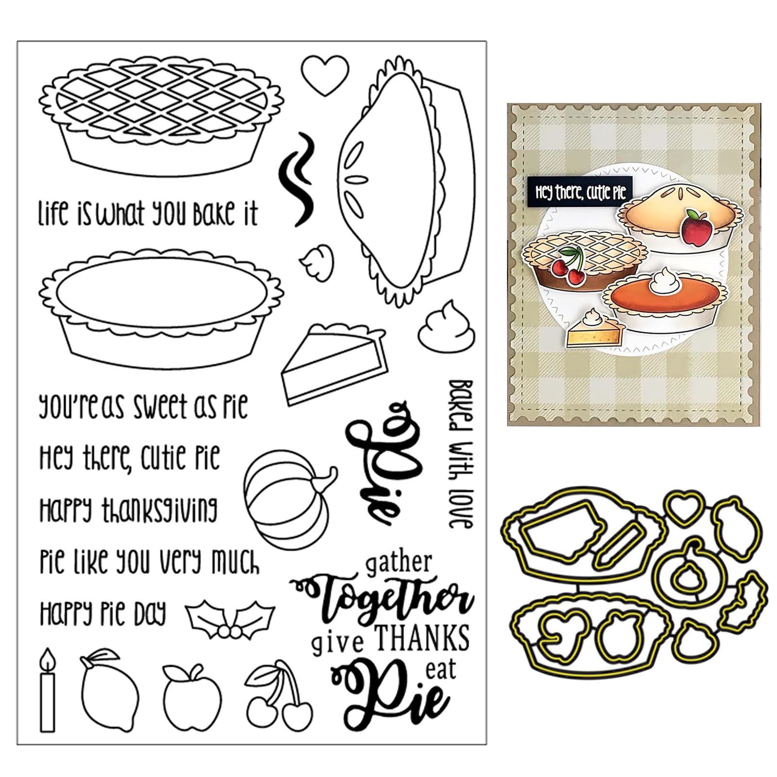 Briartw Thanking Season Cheer Pumpkin Clear Stamp and Cutting dies for Cards Making,Silicone Clear Stamps for DIY Cards Making Scrapbooking,Maing