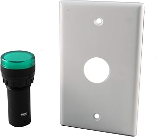 LED 22mm Indicator Light with Wall Plate, 120VAC Green