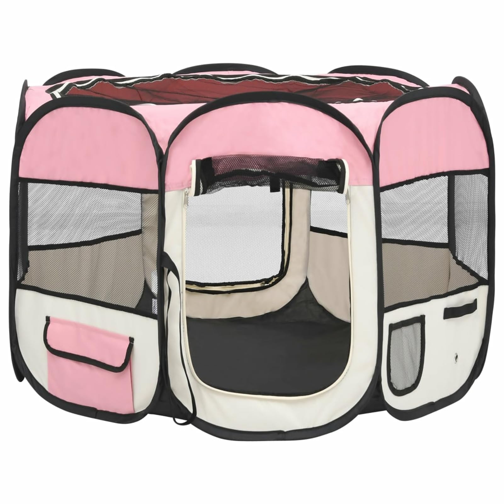 Homgoday Klatka dla psa, składany kojec dla psa z torbą transportową różową 90 x 90 x 58 cm, klatka dla psa wewnętrzna klatka dla psa Kennel dla psów klatki dla psów ogrodzenie dla psa na zewnątrz
