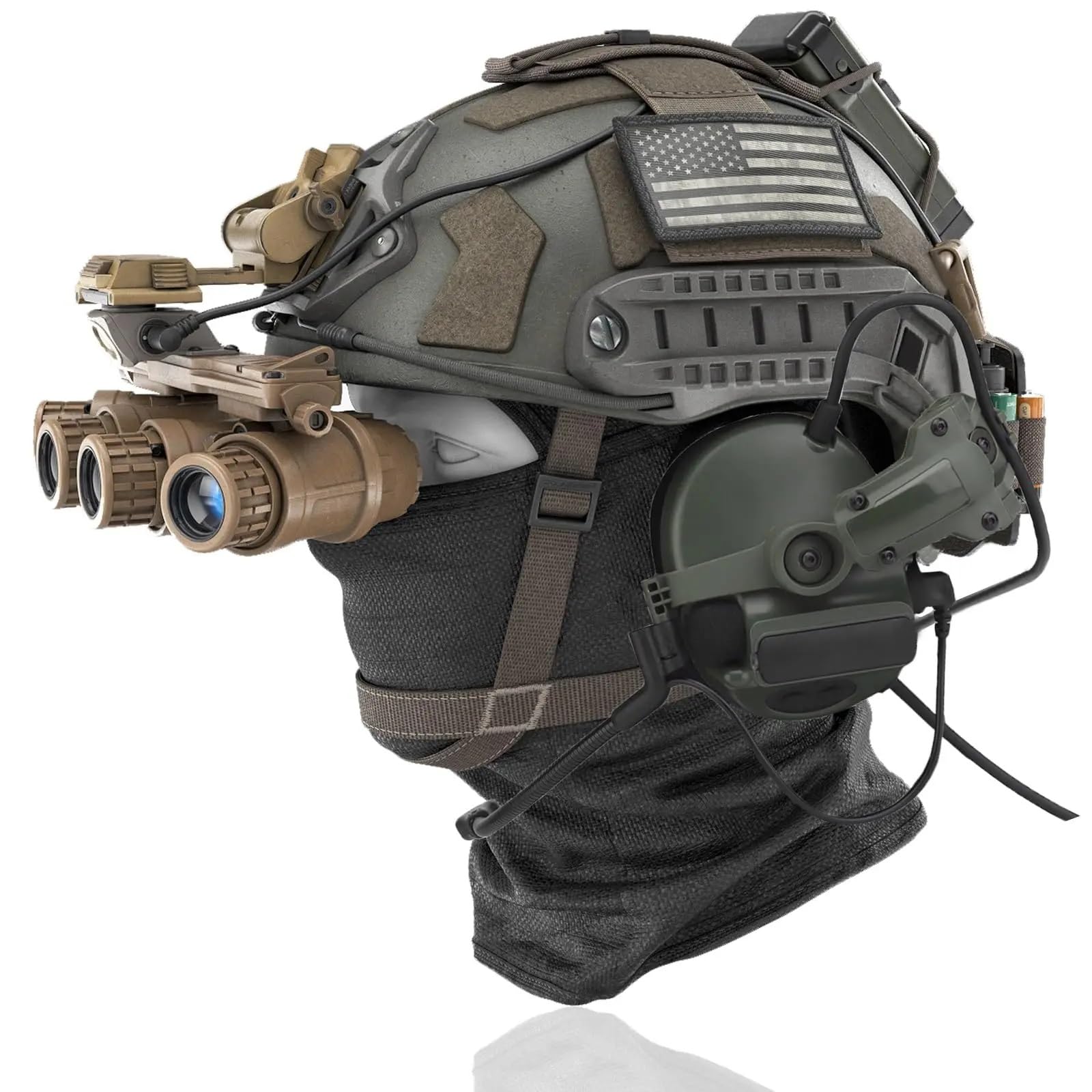 Casco Tattico Airsoft Veloce Con Cuffie Tattiche, Luce Sopravvivenza, Supporto NVG, Pacco Batteria, Borsa Con Pesi, Maschera For Giochi CS All'aperto, Caccia, Cosplay, Painball, Swat Gear