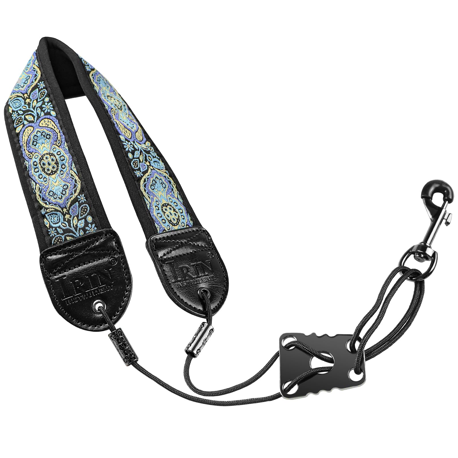 KUWAN Saxophone Neck Strap Soft Sax Leather strap Padded for Alto Sax Tenor Clarinet Baritone Soprano Horn Music Instrument (1, totem)