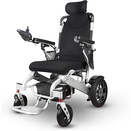 Alton Shawk Electric Wheelchair for Adults, All Terrain Heavy Duty Foldable Lightweight Wheelchairs, Power Motorized Electric Wheelchair (Gray)