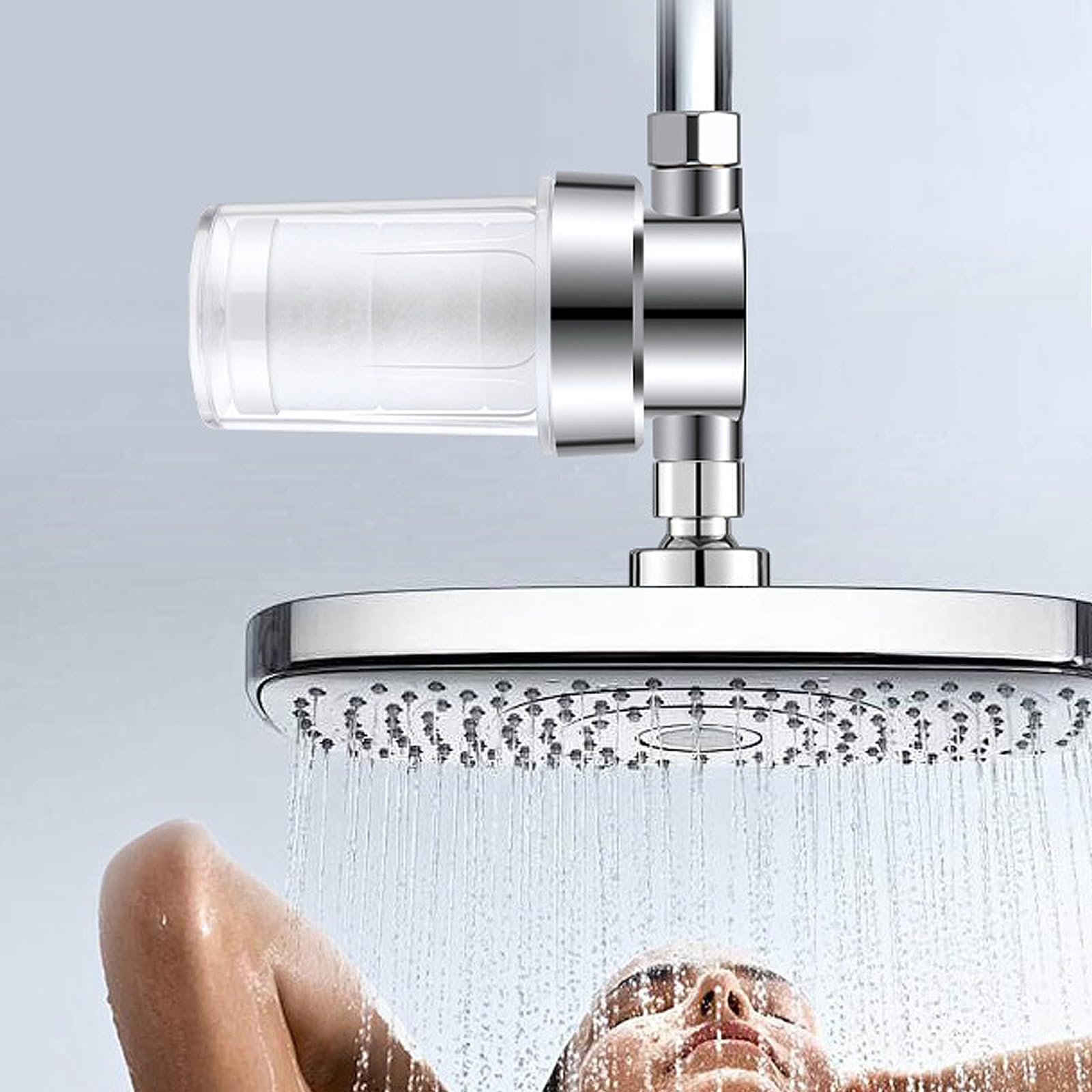 浄水器 蛇口、水道 浄水器、塩素除去 シャワーヘッド シャワーヘッドフィルター、浄水による塩素除去、多機能な塩素除去、透明ケース、濾過効果が見られる、塩素とフッ化物を除去するための、高出力シャワー水フィルター シャワーのこぼれ、台所の蛇口、洗濯機の蛇口のインターフェイスに適しています、日本語の説明書 (PP綿フィルター, 1)