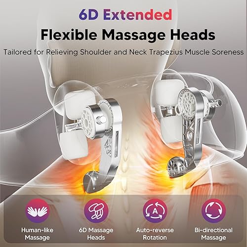 Miniatura 4 de arboleaf Masajeador de cuello 6D para aliviar el dolor, masajeador de hombros Shiatsu de tejido profundo con calor inalámbrico para cuello, espalda,