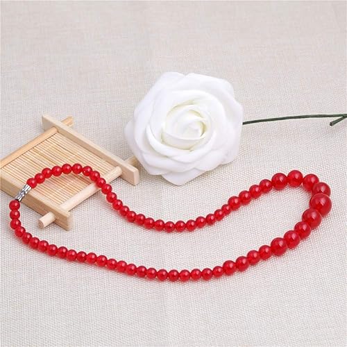 Miniatura 4 de GEM-inside Collar de piedras preciosas de jade sueltas 0.236-0.551 in graduado rojo suave cristal unisex 15"