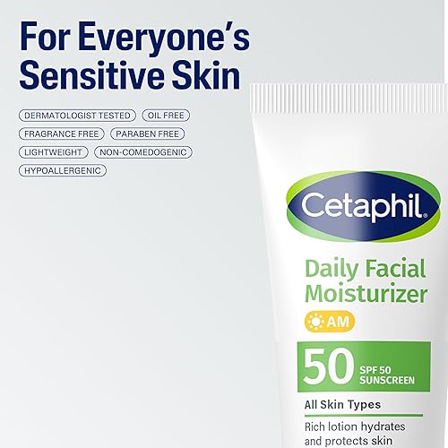 Miniatura 7 de Humectante facial Cetaphil diario con protector solar SPF50 de 17onzas líquidas paquete de de 2