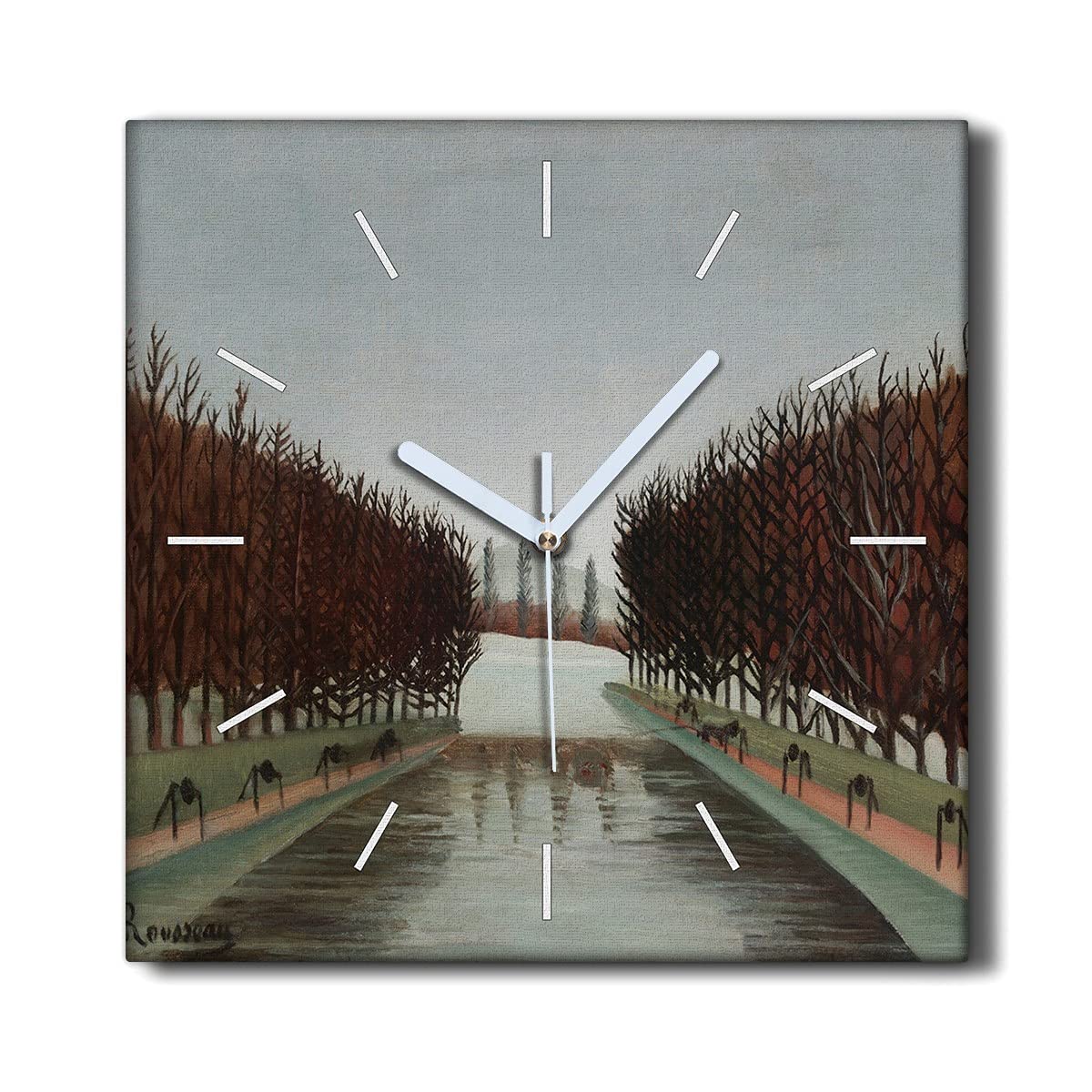 Horloge Murale sans tic-tac Coloray pour un salon apaisant au motif de parc et rivière 30x30