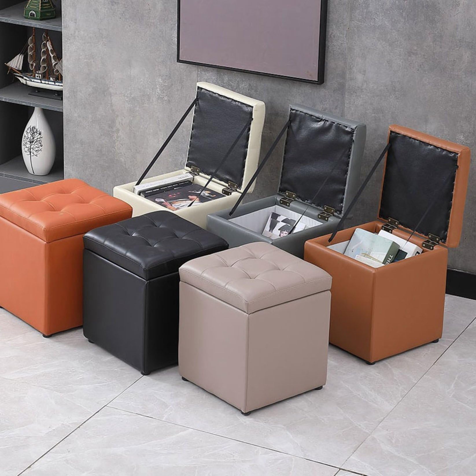 ストレージスツール⭐︎椅子　収納 楽天市場】ストレージスツール ライトグレー ベルベット Classic