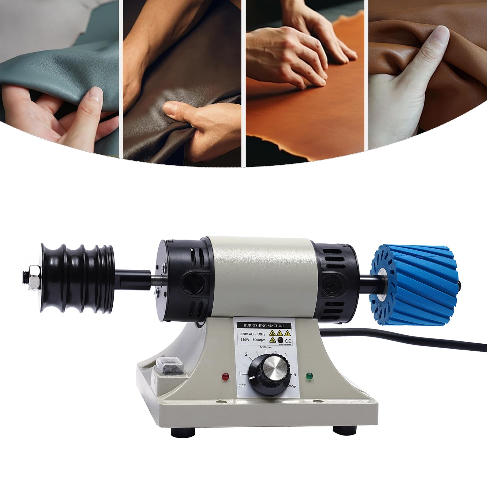 Polisseuse électrique pour cuir 350 W, machine de polissage du cuir, machine de polissage du cuir 0 à 8000 tr/min, polisseuse en caoutchouc, outil de travail du cuir DIY