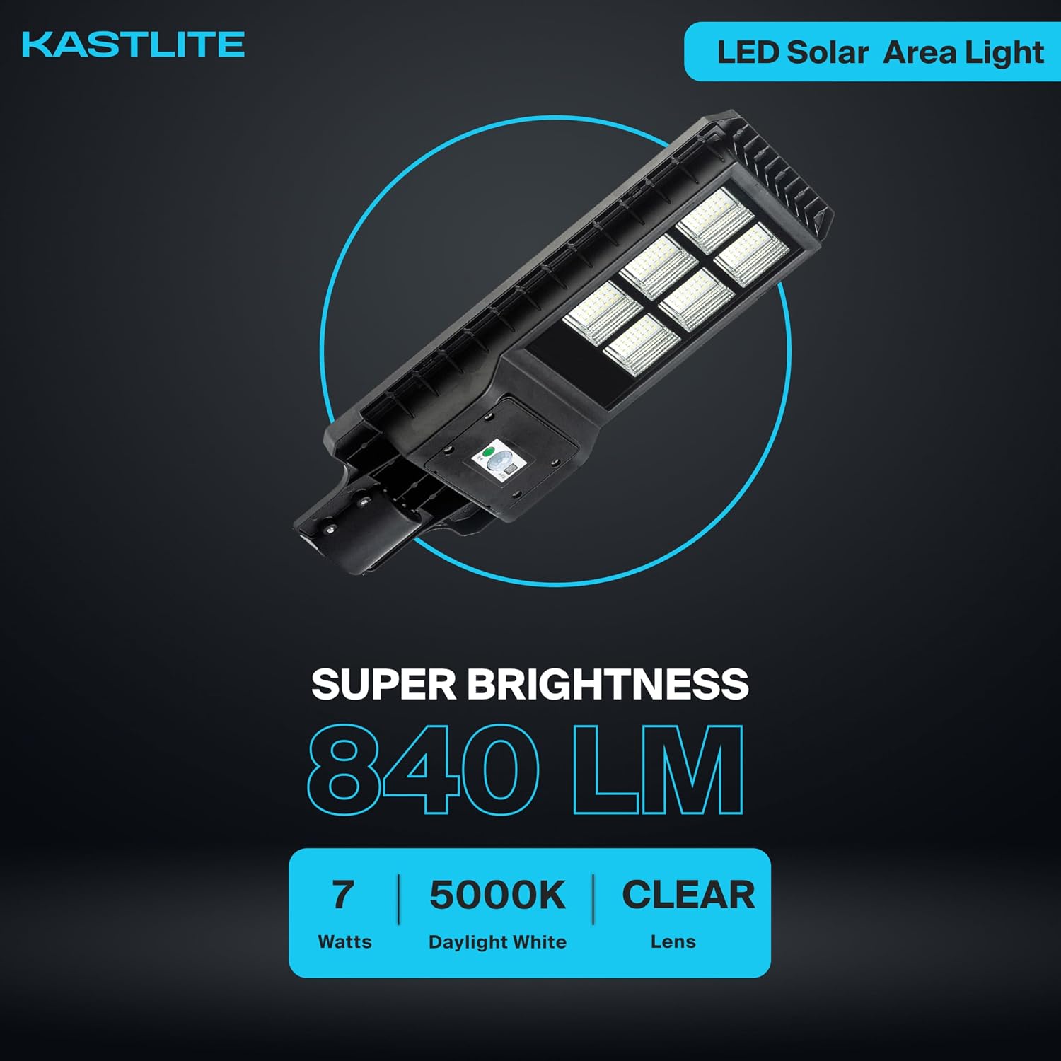 KASTLITE 7W LED Dusk to Dawn Solar Outdoor Lighting w/Motion Sensor & Remote Control - Dimmable 70-Watt Equiv. 5000K 840 Lumen Solar Street Light - Waterproof Parking Lot/Security Area Lamp, Bronze