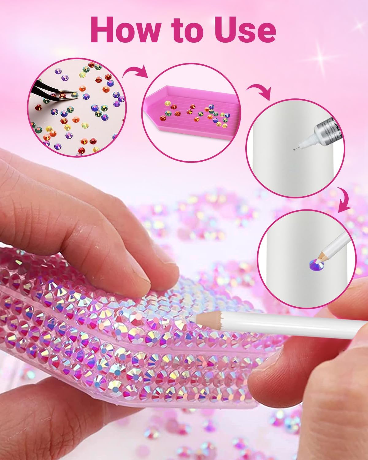 50,000 Pcs Rhinestones for Bedazzling Kit 3mm Flatback Resin Jelly Gems (40 Colors), Nail Glue & Rhinestone Picker Tool Set for Tumblers, Crafts, Clothes & DIY Nail Art