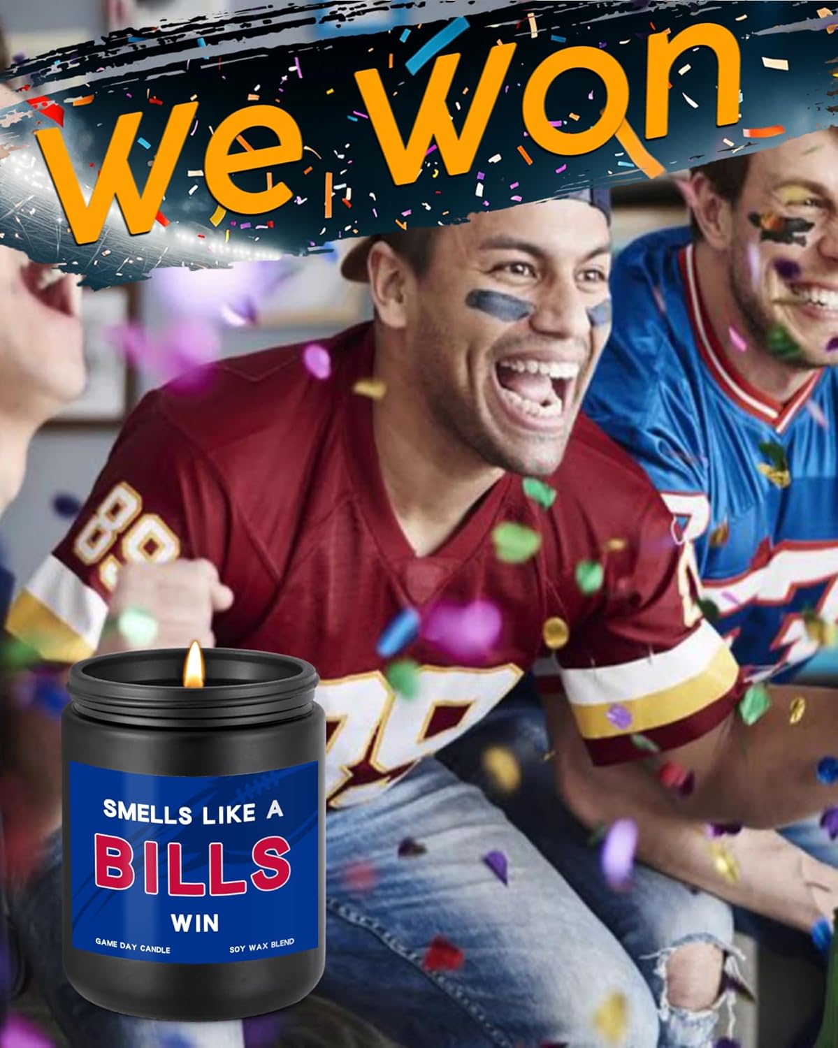 Smells Like A Bills Win Scented Candle Football Themed Merch Fan Shop Men Women Sport Stuff Gear Decor Buffalo Team Decorations Bf Boyfriend Naughty Weird Novelty Cool Special Present Funny Gift - Image 5