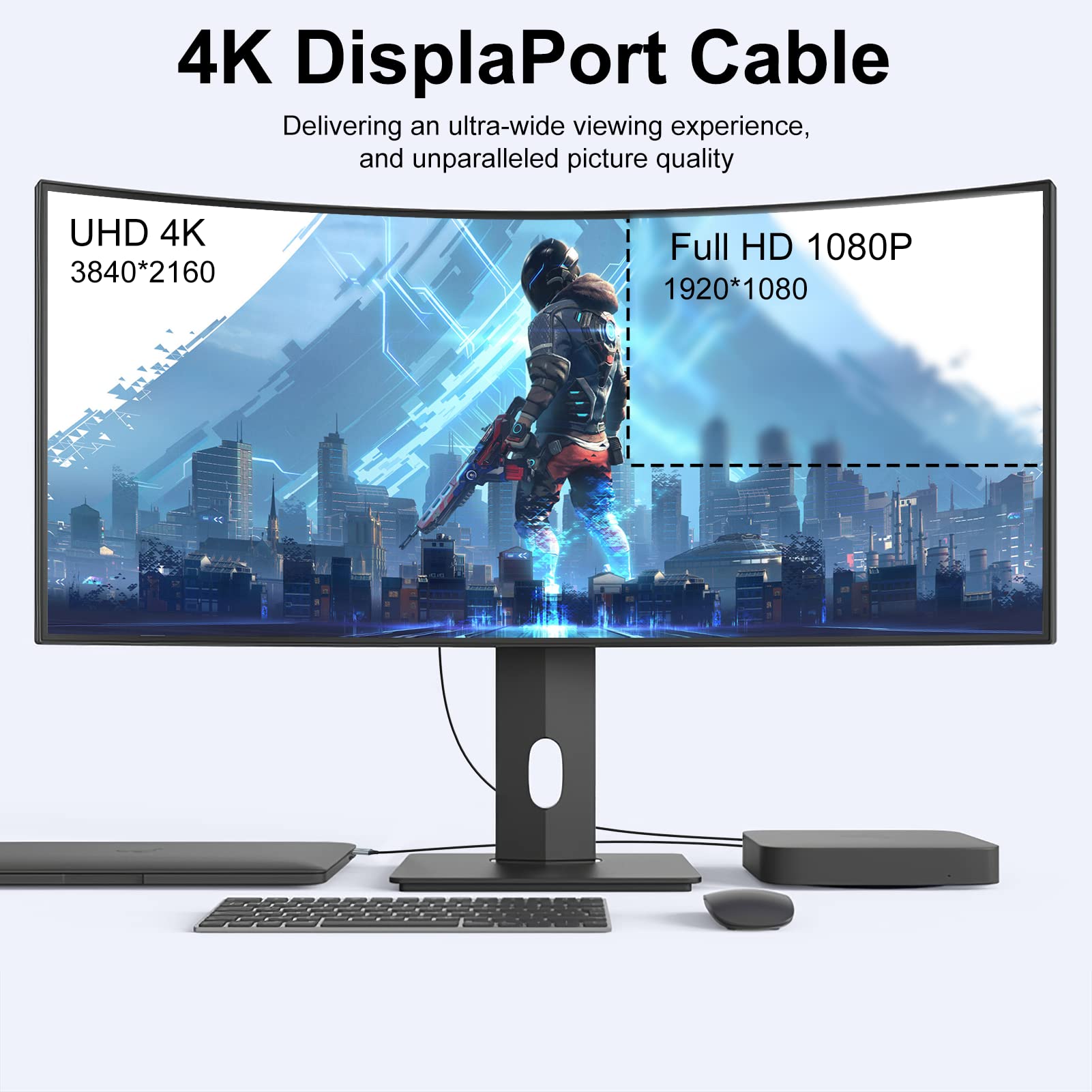 Cavo DisplayPort da 1,8 m, confezione da 10 cavi DP 2K a 165 Hz, 144 Hz, 4 K a 60 Hz, cavo per display ad alta velocità placcato oro 144 Hz, per docking station, monitor da gioco, scheda grafica, TV,