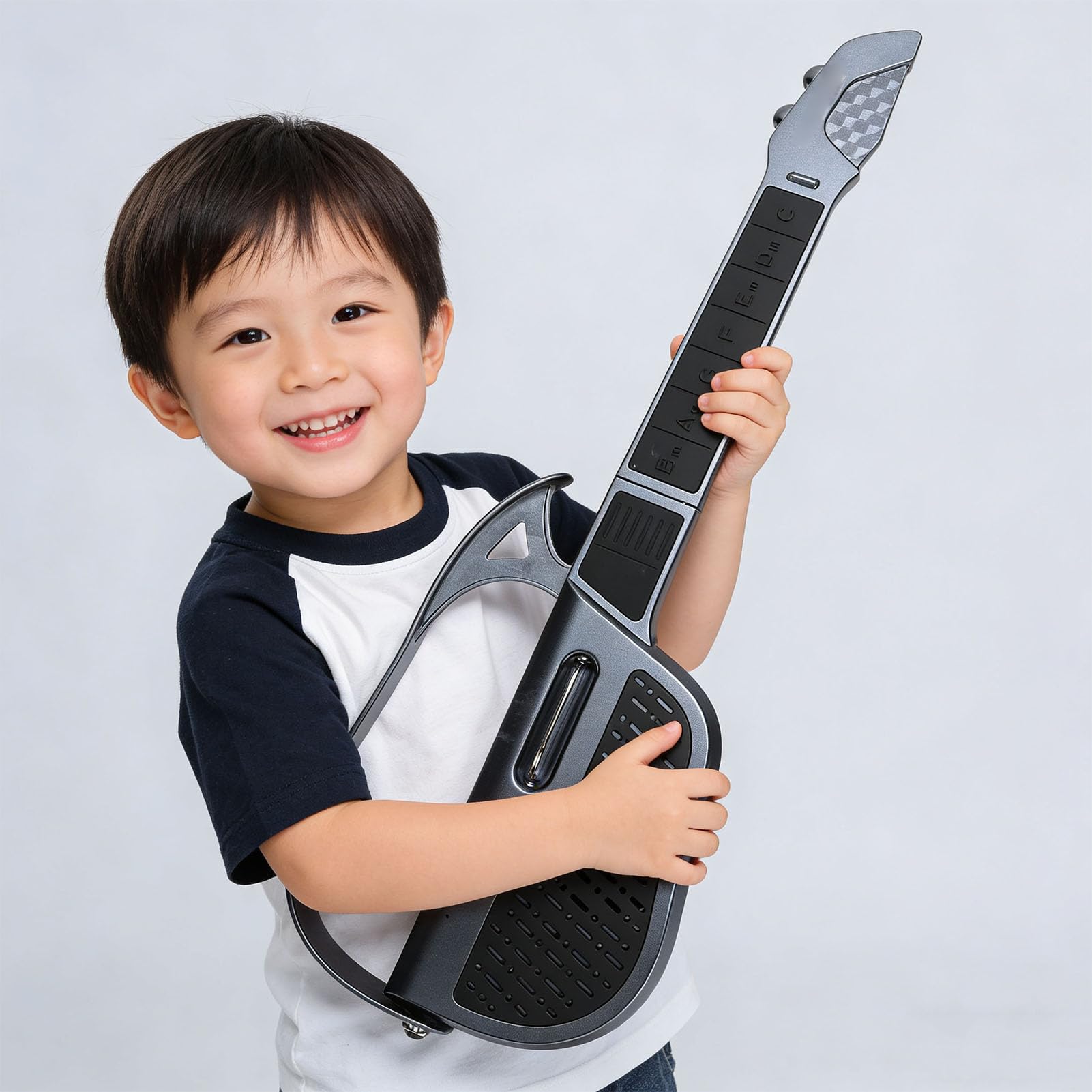 Chitarra per Bambini, Chitarra Elettronica Pieghevole Senza Corde con Regolazione Automatica del Tono, Tecnologia di Accordatura Intelligente Integrata, per Principianti Ragazze Ragazzi di 3