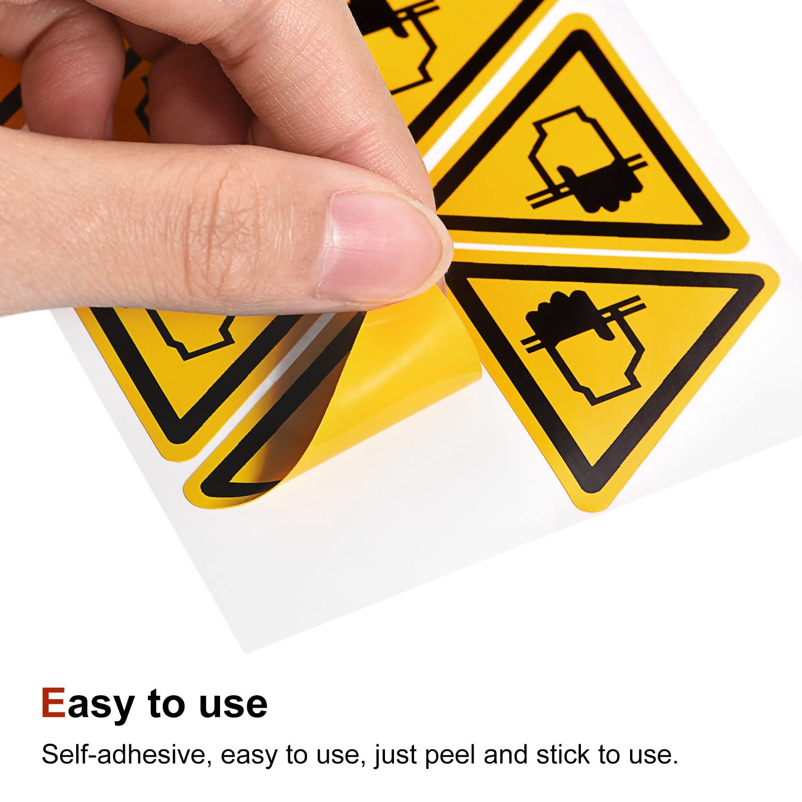 Autocollants Triangle 'Attention Pincement' - 50mm - Lot De 4 - Neuf - Uxcell