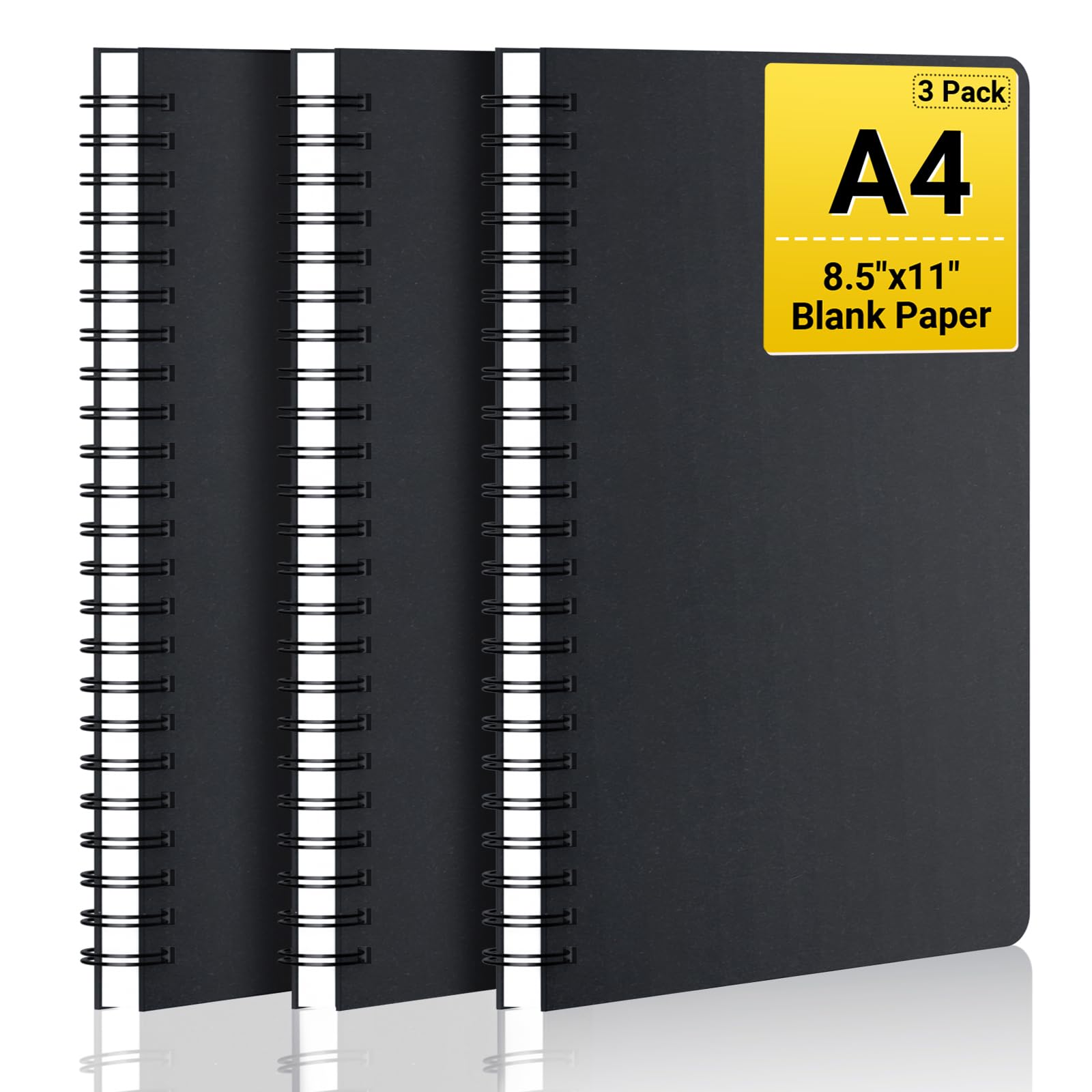 EUSOAR Blank Spiral Notebook A4 3-Pack