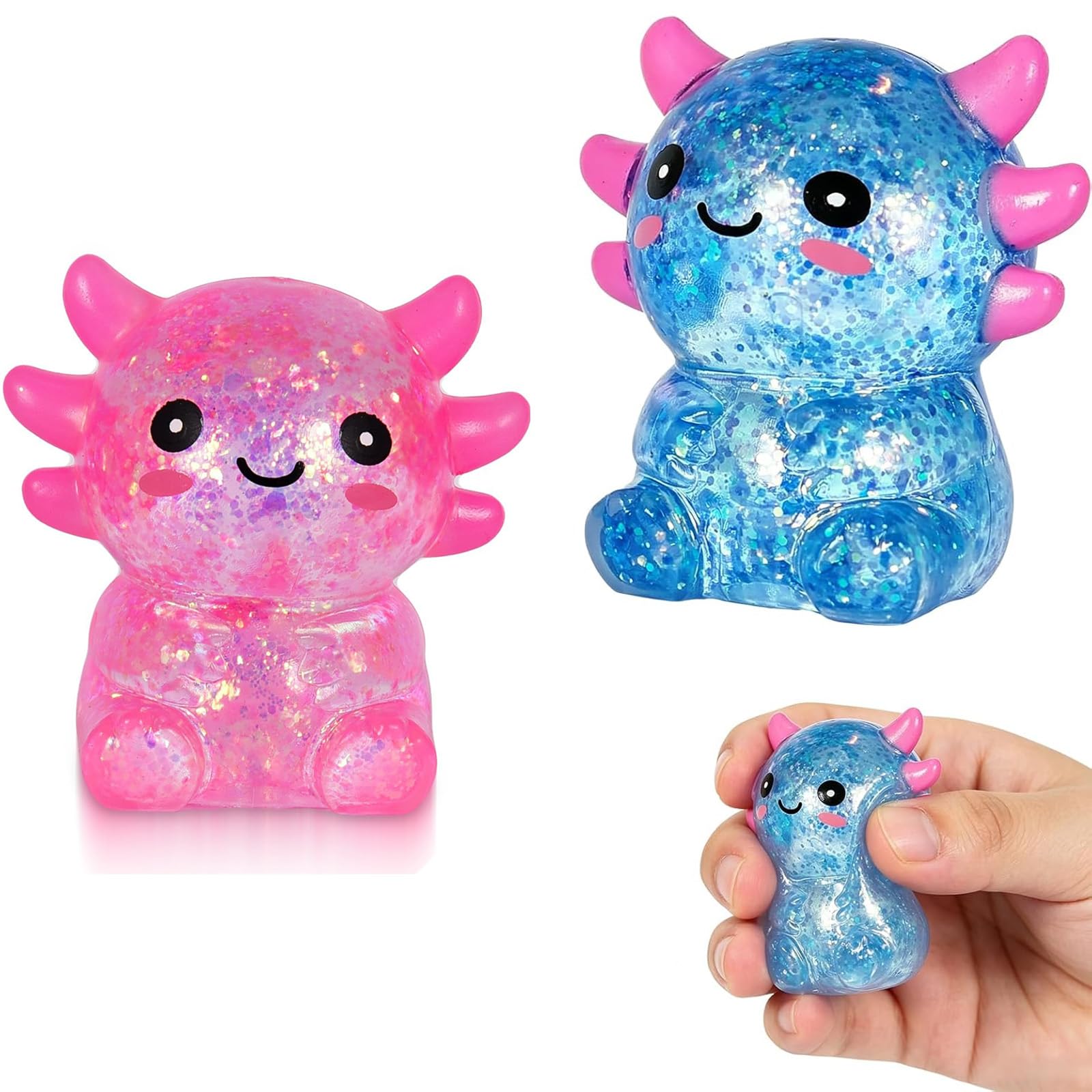 2PCS Axolotl Squishy, Squishy Axolotl, Random Color, Portable Lightweight Squishies Ornament for Home, Office, Desktop, Perfect for Squishys Collectors and Decoration Enthusiasts