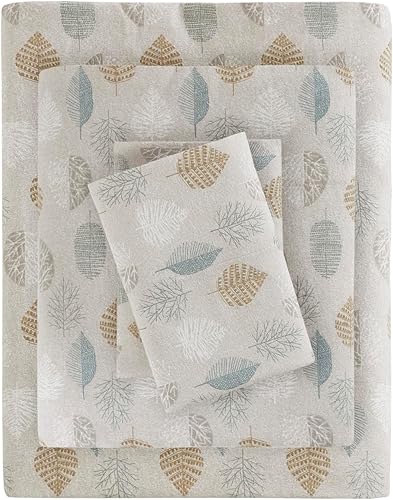 Sleep Philosophy - Juego de sábanas True North de franela de 100% algodón, sábanas bonitas y ultrasuaves para clima frío, diseño de varias hojas,