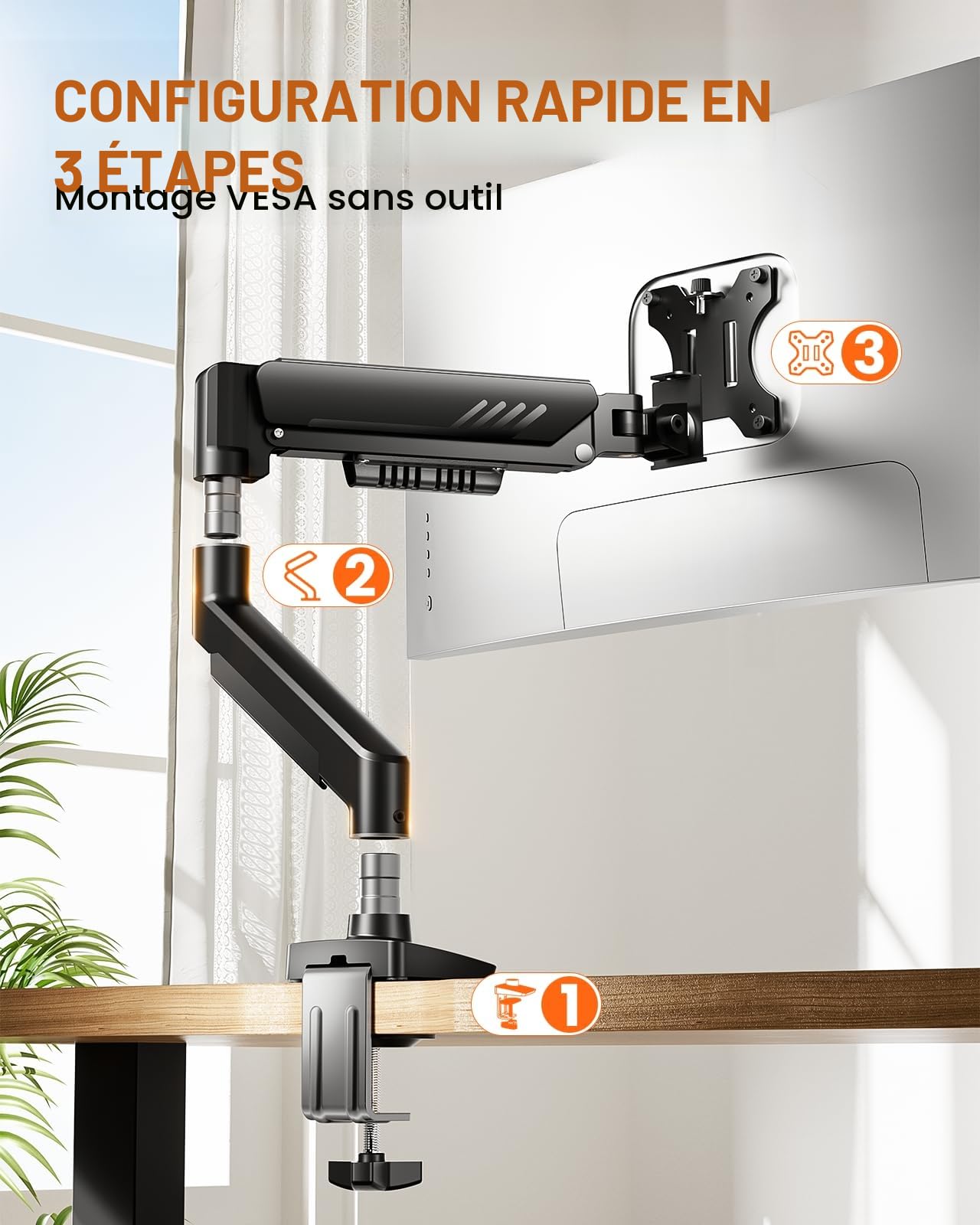 ErGear Bras Ecran PC 13-34 Pouces VESA 75/100 mm jusqu'à 9kg Gestion de Câbles