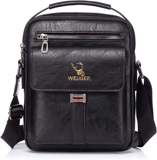Vologle Shoulder Bag Men's Crossbody Manbag Leather Messenger Casual Handbags Side Satchel Sling Travel Flight Bags Cross Leather Sport Bags for Men Working Shopping Business Travel Daily