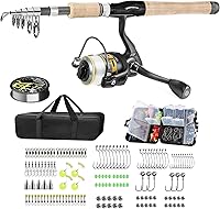 MNCIRISETOU Carbon Fiber Telescopic Fishing Rod Reel Combo 6.9ft MH + 145pcs Kit for Saltwater Freshwater