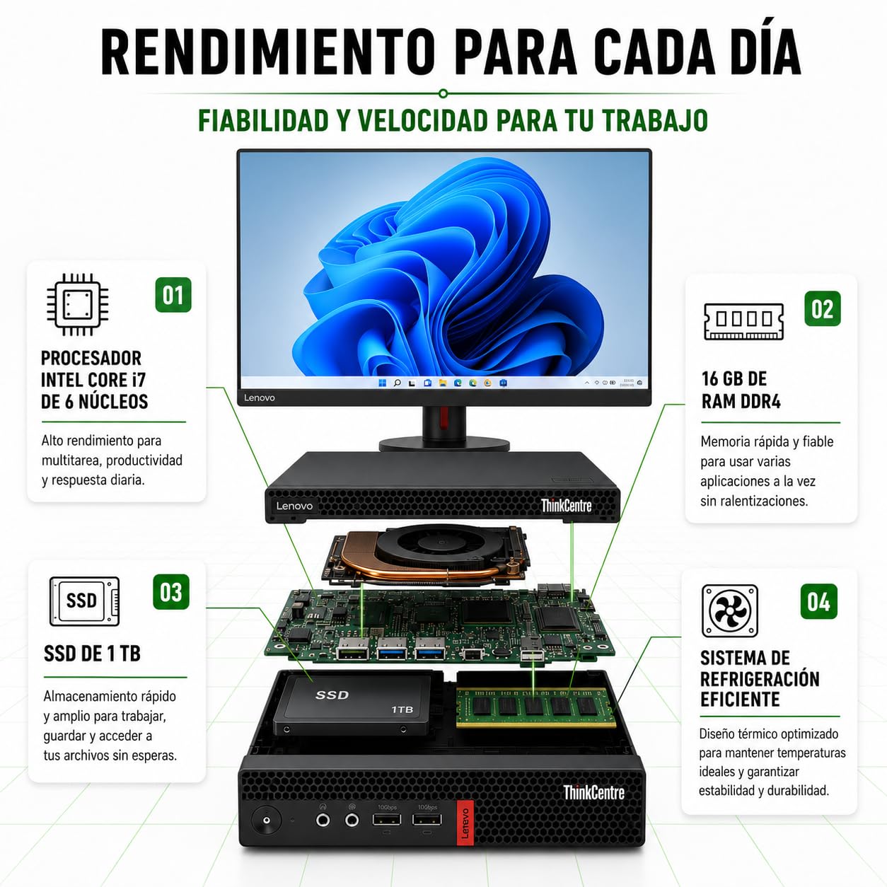 Lenovo Computadora Todo en uno de 27 Pulgadas | i7-8700T | 16 GB
