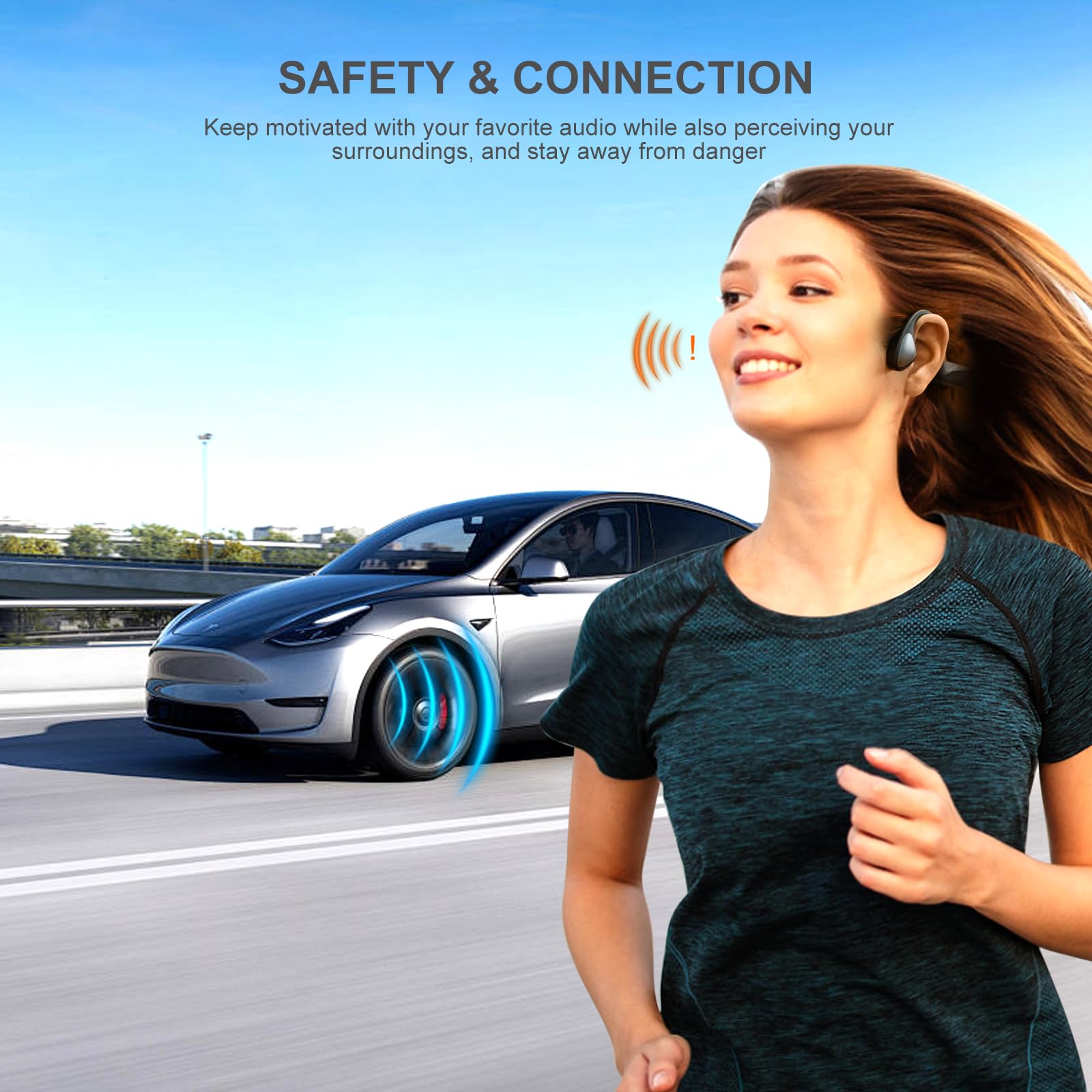 Auriculares de conducción ósea, Bluetooth 6.0, con llamadas de cristal, 12 horas de reproducción, IPX6, auriculares inalámbricos a prueba de sudor para correr, entrenamiento, deportes, gimnasio