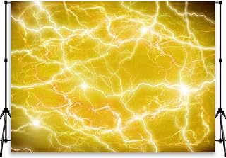 7x5ft Yellow Sky Storm Backdrop Yellow Lightning Thunderstorm Backdrop Fabric Lightning Storm Background for Boys Birthday Party Decoration Banner Props YUNBDJ717