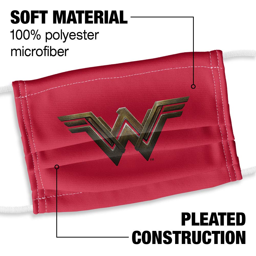 Popfunk Wonder Woman Movie Kids Wonder Woman Logo 1-Ply Reusable Face Mask Covering with Adjustable Nose Wire