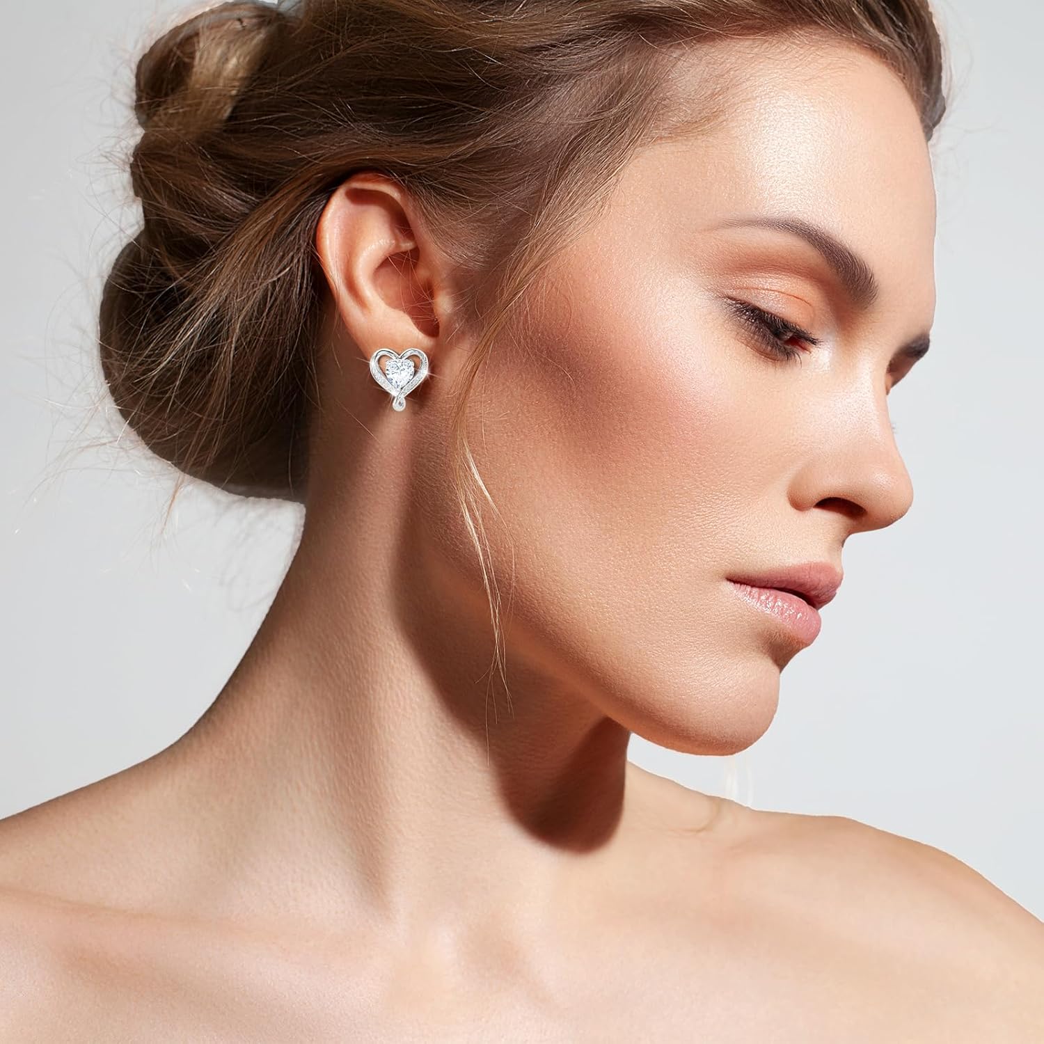 Valentine's Day Gifts for Her Moissanite Stud Earrings for Women, 0.6-3 Carat Moissanite Heart Earrings Studs, Anniversary Present for Women, Wife, Birthday Gift for Wife, Mom, Jewelry Gift - Image 2